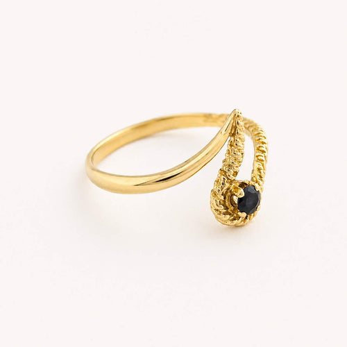 Bague 53 Bague vague en or jaune et saphir 58 Facettes 36633