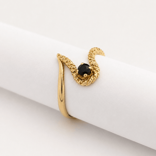 Bague 53 Bague vague asymétrique en or jaune 18 carats et saphir 58 Facettes 36633
