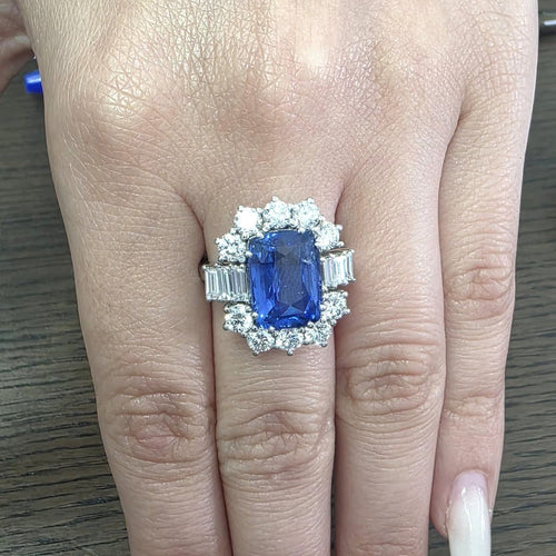 Bague 54 Bague - Or blanc 18 ct avec saphir et diamants 58 Facettes AN ZAF CEY