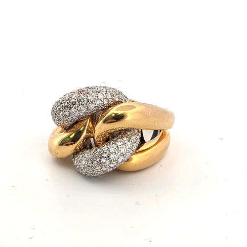 Bague 54 Bague à mailles souples en or blanc et jaune 18 ct et diamants 58 Facettes 300/26 D 139/26