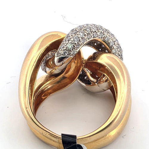 Bague 54 Bague à mailles souples en or blanc et jaune 18 ct et diamants 58 Facettes 300/26 D 139/26