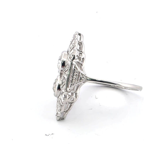 Bague 53 Bague en or blanc 18 ct avec diamants taille Old Mine 58 Facettes 102/26 D 110/26