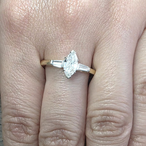Bague 59 Bague en or jaune 18 kt avec diamant taille marquise 58 Facettes 294/26 C shd 139/26