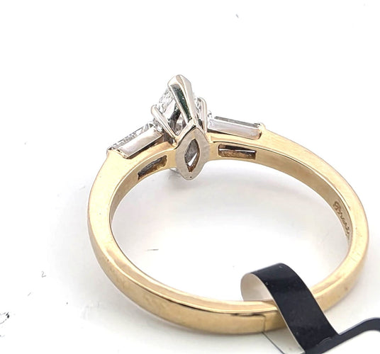 Bague 59 Bague en or jaune 18 kt avec diamant taille marquise 58 Facettes 294/26 C shd 139/26