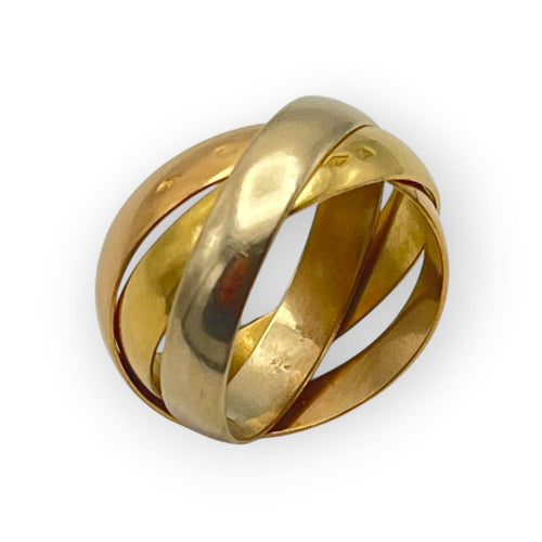 Bague 44 Alliance 3 ors 18K - Bague trois anneaux en or jaune, rose et blanc 58 Facettes 149068349