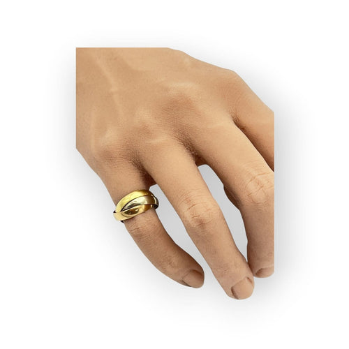 Bague 44 Alliance 3 ors 18K - Bague trois anneaux en or jaune, rose et blanc 58 Facettes 149068349
