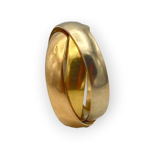 Bague 44 Alliance 3 ors 18K - Bague trois anneaux en or jaune, rose et blanc 58 Facettes 149068349