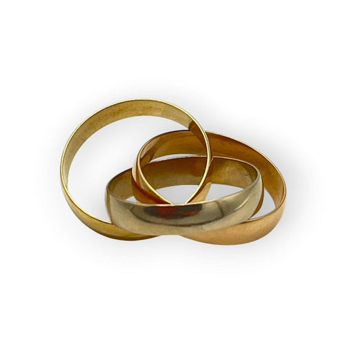 Bague 44 Alliance 3 ors 18K - Bague trois anneaux en or jaune, rose et blanc 58 Facettes 149068349