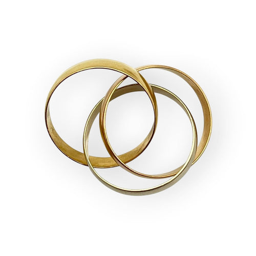Bague 44 Alliance 3 ors 18K - Bague trois anneaux en or jaune, rose et blanc 58 Facettes 149068349
