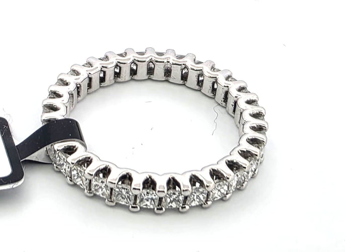Bague 57 Bague alliance éternité en or blanc 18 ct avec diamants 58 Facettes 294/26 O