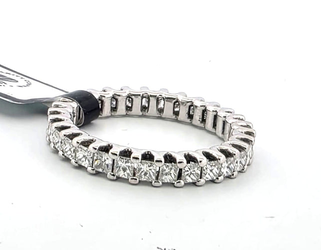 Bague 57 Bague alliance éternité en or blanc 18 ct avec diamants 58 Facettes 294/26 O