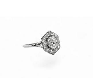 Bague 54 Bague Art déco - Bague en platine et diamants taille ancienne 58 Facettes ba