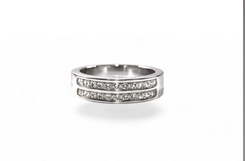 Bague 52 Demi-alliance - Bague en or blanc 18 carats et diamants 58 Facettes da