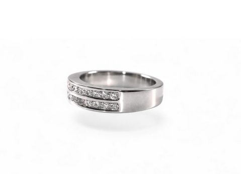 Bague 52 Demi-alliance - Bague en or blanc 18 carats et diamants 58 Facettes da