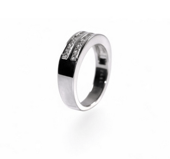 Bague 52 Demi-alliance - Bague en or blanc 18 carats et diamants 58 Facettes da