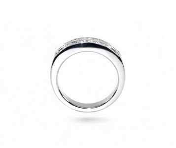 Bague 52 Demi-alliance - Bague en or blanc 18 carats et diamants 58 Facettes da
