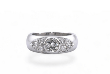 Bague 51 Bague en or blanc 18 carats avec diamants 58 Facettes bc