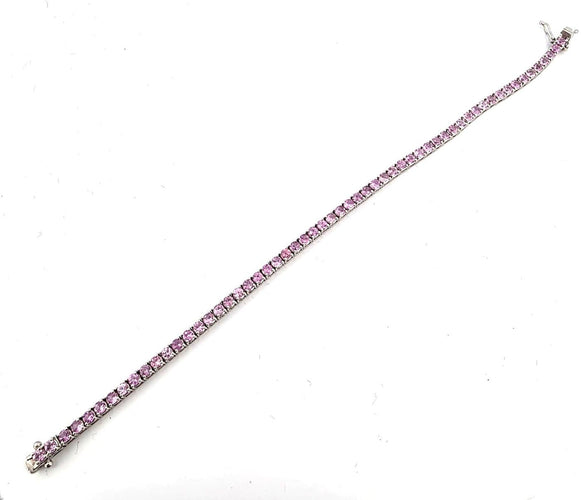 Bracelet Bracelet tennis en platine avec saphirs roses 58 Facettes BR/001