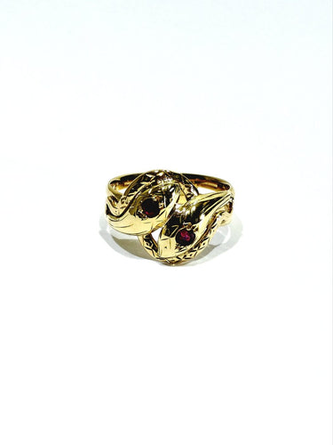 Bague 55.5 Bague serpent en or jaune 18 carats et rubis 58 Facettes id: 1754982
