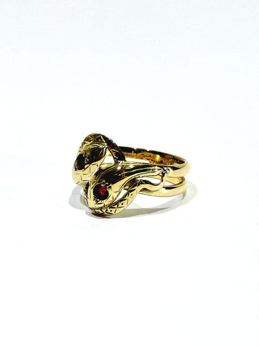 Bague 55.5 Bague serpent en or jaune 18 carats et rubis 58 Facettes id: 1754982