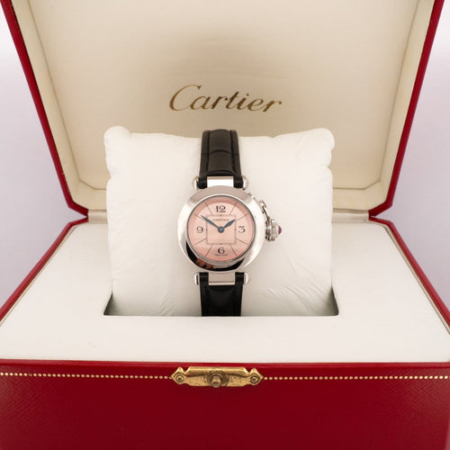 Montre Cartier Pasha - Montre SM cadran arabes roses en acier 58 Facettes 509