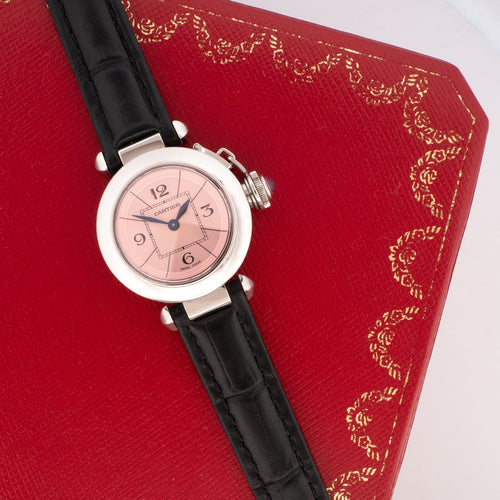 Montre Cartier Pasha - Montre SM cadran arabes roses en acier 58 Facettes 509