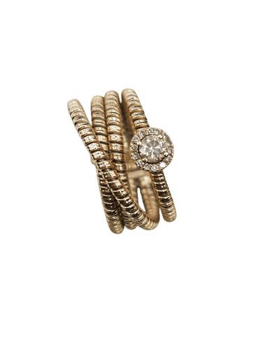 Bague 56 Crivelli - Bague tubogas en or rose 18 ct et diamants 58 Facettes CV-047