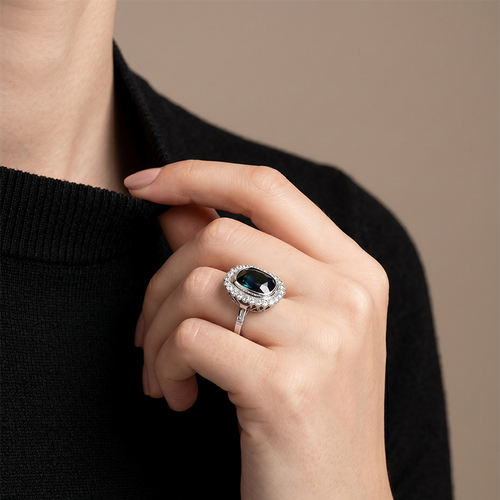 Bague 50 Bague - Saphir et diamants en or blanc 58 Facettes OC-61100179