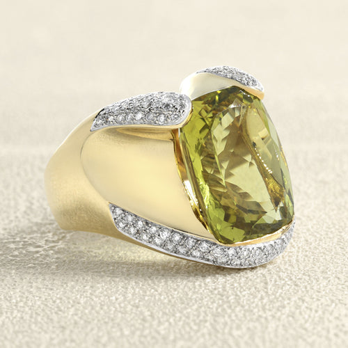 Bague 60 Bague en or jaune, quartz et diamants 58 Facettes OC-61G00120