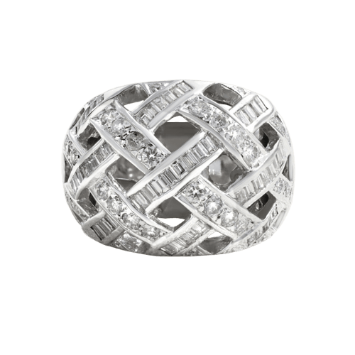 Bague 58 Croisillon - Bague entrelacs en or blanc et diamants 58 Facettes 61E00458
