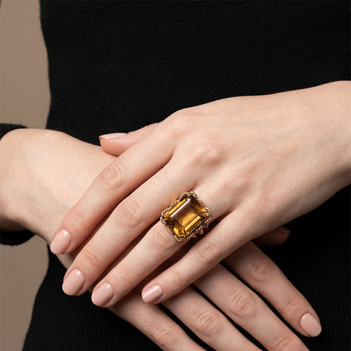 Bague 56 Bague or rose et citrine RPC 58 Facettes OC-61G00115
