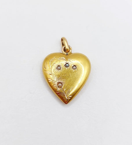 Pendentif Pendentif cœur Art nouveau en or 18k avec perles 58 Facettes A07095