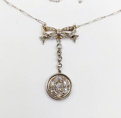 Collier Collier Art déco en or blanc 18k et platine, diamants taille rose 58 Facettes A07032