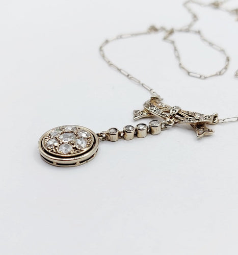 Collier Collier Art déco en or blanc 18k et platine, diamants taille rose 58 Facettes A07032