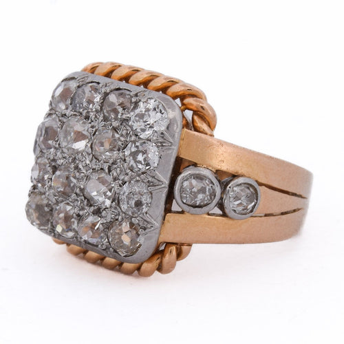 Bague 49 Bague Art déco en or jaune 18 ct et platine avec diamants 58 Facettes AN 643 '(00319)