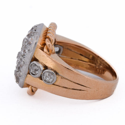 Bague 49 Bague Art déco en or jaune 18 ct et platine avec diamants 58 Facettes AN 643 '(00319)