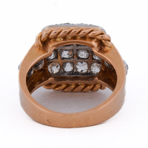 Bague 49 Bague Art déco en or jaune 18 ct et platine avec diamants 58 Facettes AN 643 '(00319)
