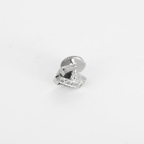 Boucles d'oreilles Paire de Petites Boucles d'oreilles en or gris et diamants style Art Déco 58 Facettes 260272