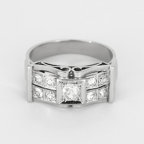 Bague 59 Bague en or gris et diamants 58 Facettes 260238
