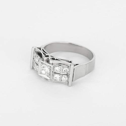 Bague 59 Bague en or gris et diamants 58 Facettes 260238