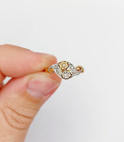Bague 55 Bague toi et moi Art nouveau en or 18k et platine, perle et diamants 58 Facettes A07002