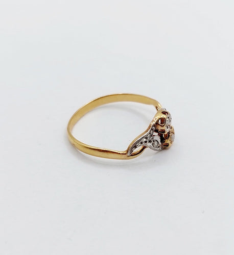 Bague 55 Bague toi et moi Art nouveau en or 18k et platine, perle et diamants 58 Facettes A07002