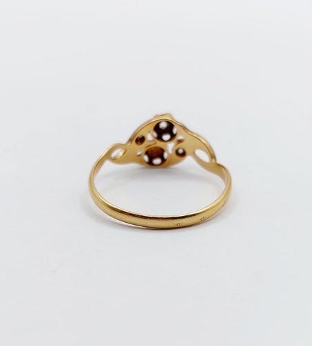 Bague 55 Bague toi et moi Art nouveau en or 18k et platine, perle et diamants 58 Facettes A07002
