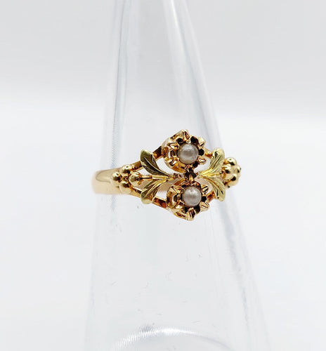 Bague 52 Bague toi et moi Art nouveau en or 18k et perles 58 Facettes A07003