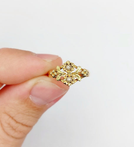 Bague 52 Bague toi et moi Art nouveau en or 18k et perles 58 Facettes A07003