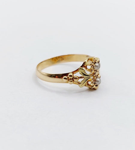 Bague 52 Bague toi et moi Art nouveau en or 18k et perles 58 Facettes A07003