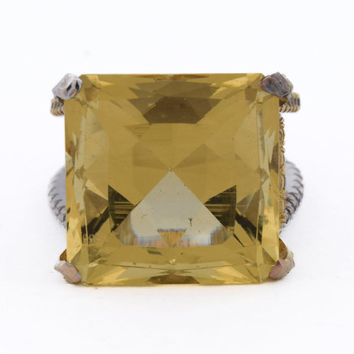 Bague 52 Bague vintage « Villa » - Béril et diamants en or 18 kt 58 Facettes AN632 (00829)