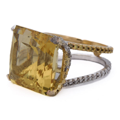 Bague 52 Bague vintage « Villa » - Béril et diamants en or 18 kt 58 Facettes AN632 (00829)