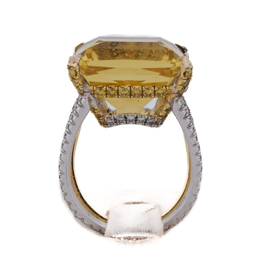 Bague 52 Bague vintage « Villa » - Béril et diamants en or 18 kt 58 Facettes AN632 (00829)