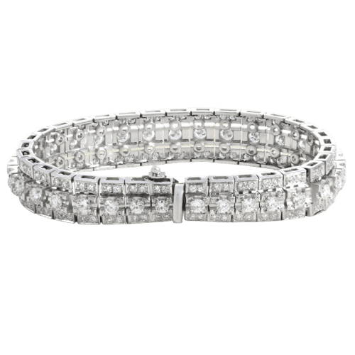 Bracelet Bracelet manchette 1950 en or blanc et diamants 58 Facettes OC-62100144
